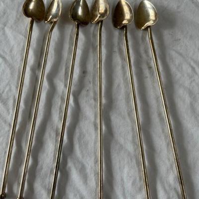 sterling silver Italian MCM cocktail stirrers, straws