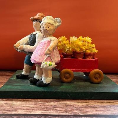 Folk art, outsider art 3D maquette sculpture, inspired by a New Yorker cartoon, by Stuart Novy, found objects, wood and tempura