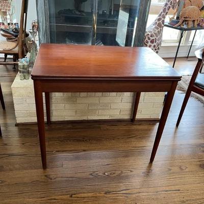 Hans Wegner flip top teak table, signed with labels, MCM, just gorgeous