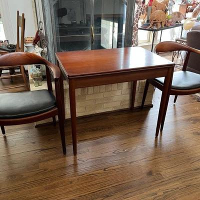 A pair of the iconic Round Arm Dining Chairs by Hans Wegner, made in Denmark with labels, MCM