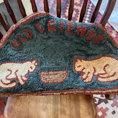 folk art hooked mini rug by Prall