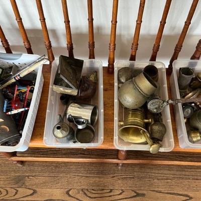 Various bins of found objects, collected by Stuart Novy, that had not yet made their way into one of his fantastical creations