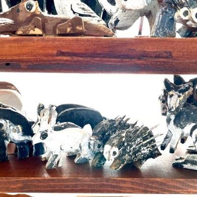 Folk Art Noah’s Ark by Virgil Myers, dated 1995—all handmade with 97 pairs of animals, including kangaroos, crickets, ladybugs,...