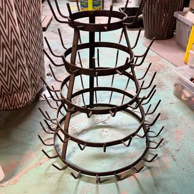 antique cast iron French bottle drying rack