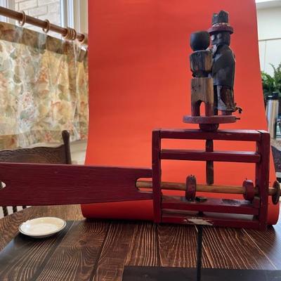 Antique folk art wooden weather vane, whirligig, dancing couple