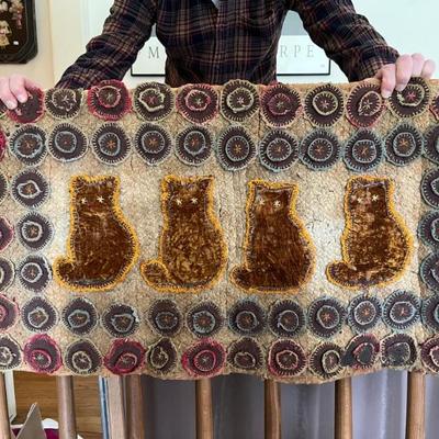 folk art textile of cats