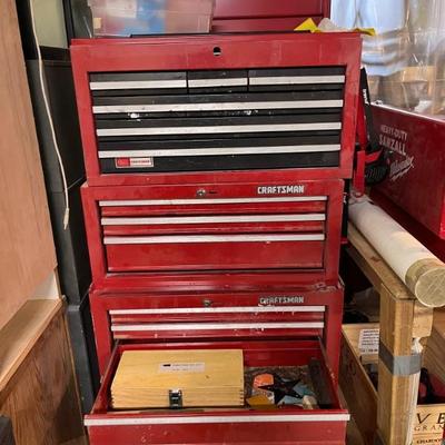 loads of art supplies, found objects, tools, etc