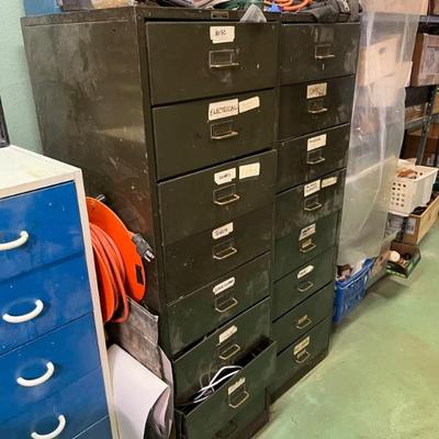 loads of art supplies, found objects, tools, etc