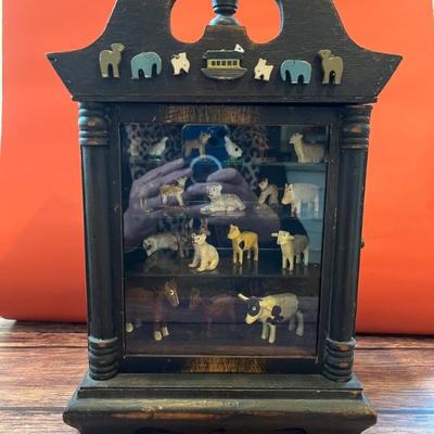 Antique and vintage cabinets with arrangements of found objects by Stuart Novy, folk art, outsider art