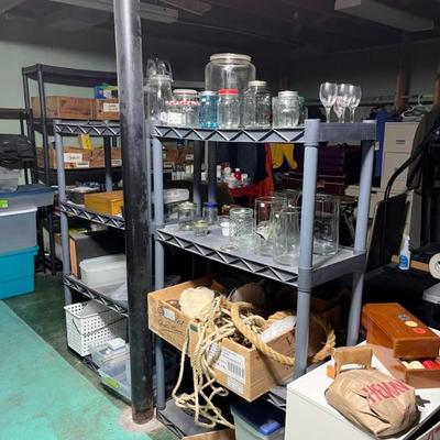 Loads of basement stuff—tools, art supplies, vintage Christmas, holiday decor, vintage tin toys, paper goods, filing cabinets, etc