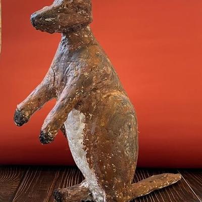 Folk art, outsider art Kangaroo sculpture by Stuart Novy, wood, plaster and tempura