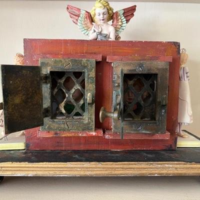 Antique and vintage cabinets with arrangements of found objects by Stuart Novy, folk art, outsider art