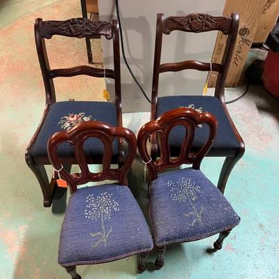 cute little children's chairs with needlepoint seats