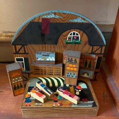 vintage German wooden playset 