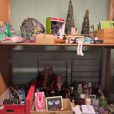 Loads of basement stuff—tools, art supplies, vintage Christmas, holiday decor, vintage tin toys, paper goods, filing cabinets, etc