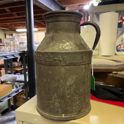 vintage metal milk jug