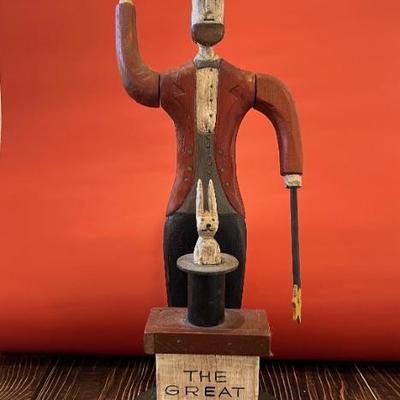 Folk art whirligig, The Great Waldo, signed Kostuch
