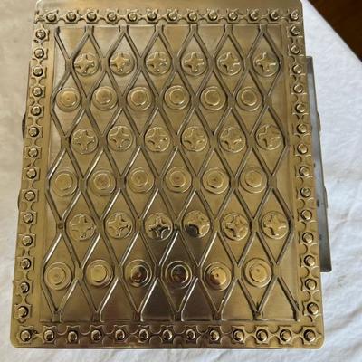 stainless steel jewelry box by Chicago outsider artist Stanley Swzarc, signed and dated, Swzarc was an artist musician and steelworker...