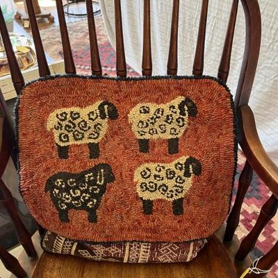 folk art hooked mini rug by Prall