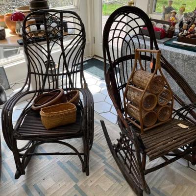 Late 19th century bent willow and bent twig rocking chairs
