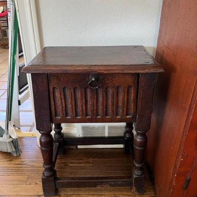 antique Jacobean solid oak end table--this table is 400 years old!