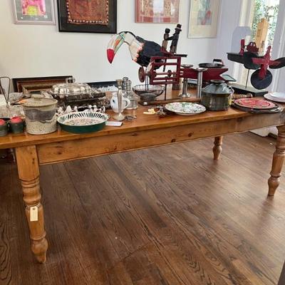 great rustic pine dining table, seats 10