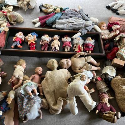 A whole bunch of vintage and antique dolls