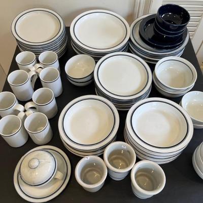 1970s Dansk china, blue and white