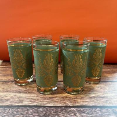 Lots of fun vintage barware and glasses