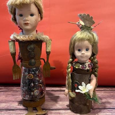 Doll sculptures by Stuart Novy, folk art, outsider art, steampunk, made from doll parts and other found objects (I think they are kinda...
