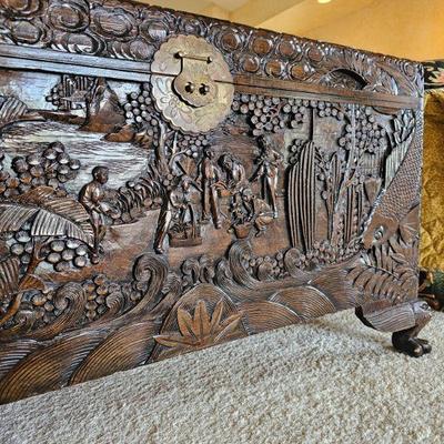 Engraved Wood Chest