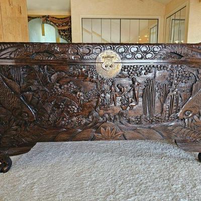 Engraved Wood Chest