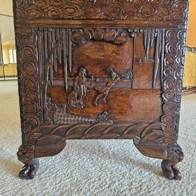 Engraved Wood Chest