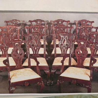Mahogany Chippendale Chairs circa 1865 (set of 14)