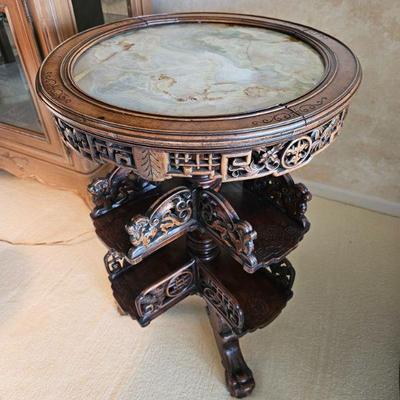 Antique Oriental Carved Table with revolving bookstand (1870-1880)