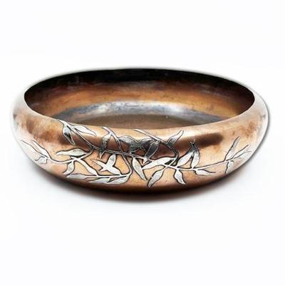 Lot 019   
Heintz Arts & Crafts Sterling Silver on Bronze Centerpiece Bowl #3731