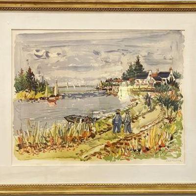 Lot 016-001 
Yolande Ardissone (French 1927-2024) Riverside Landscape