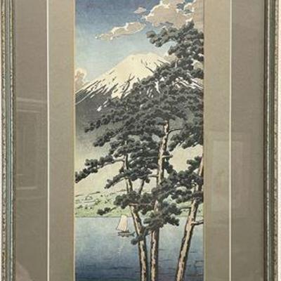 Lot 011-111   
Japanese Woodblock, Hasui, Fujisan from Lake Kawaguchi