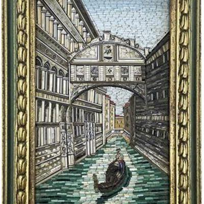 Lot 010-107   
19th C Italian Micro-mosaic, The Bridge Of Sighs