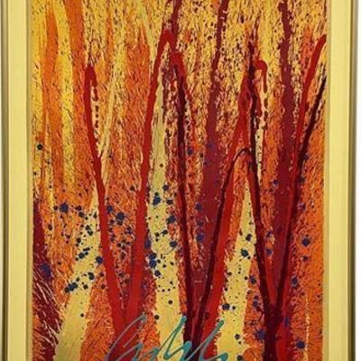 Lot 004-001
Dale Chihuly (1941-)Yellow Spears Series Signed Lithograph with Handwork