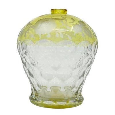 Lot 078   
Honey Comb, Blown and Pressed with Etched Roses Vessel