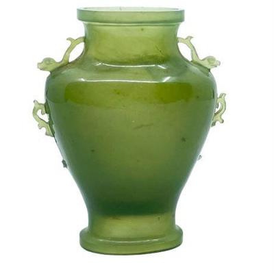Lot 026   
Chinese Qing Dynasty Carved Spinach Jade Vase