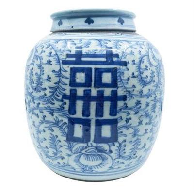 Lot 001   
19th C Qing Double Happiness Ginger Jar