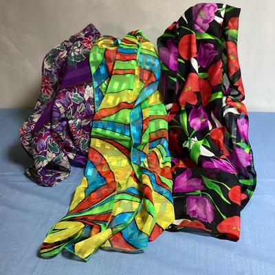 Three 100% Polyester Scarves
