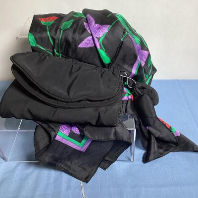 Black Mini Muffin Tote And 100% Silk Scarf 