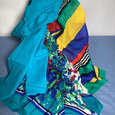 Two 100% Rayon Scarves And One Scarf No Brand Name