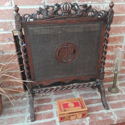 Beautiful antique twisted wood fire screen