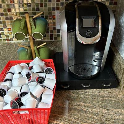 Keurig Coffe Maker. Coffee Pods. Coffee Cup Tree. 
