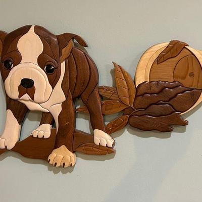 Painted Dog Wood Wall Art 