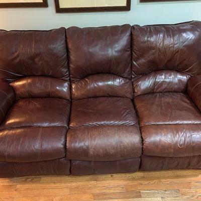 Reclining Leather Sofa w/ Matching Reclining Chair 